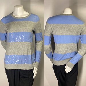 3For$20 Old Navy Strips Blue & Gray Sequins Sweater size: Medium